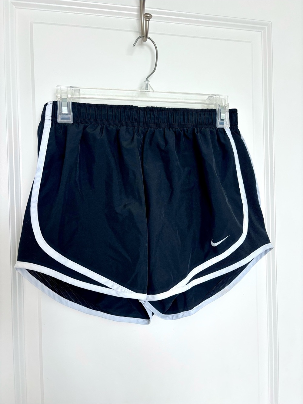 Women’s Black Running Shorts White Trim Athletic Sport Medium Workout Athleisure